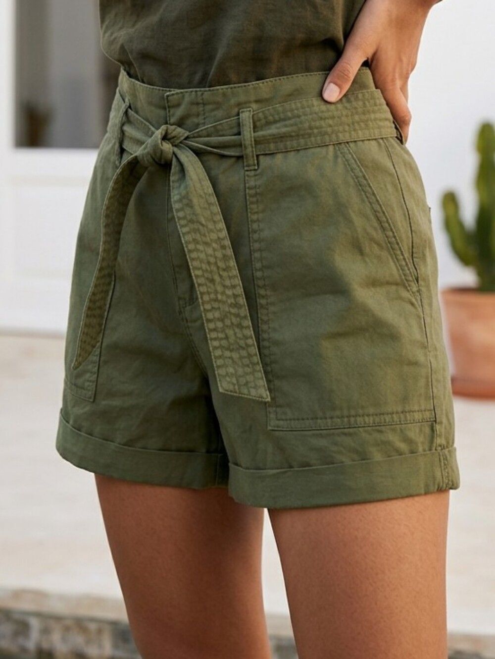 Vanilla Star NWT Canal Green Paper Bag Utility Shorts High Waisted Shortie Sz 9